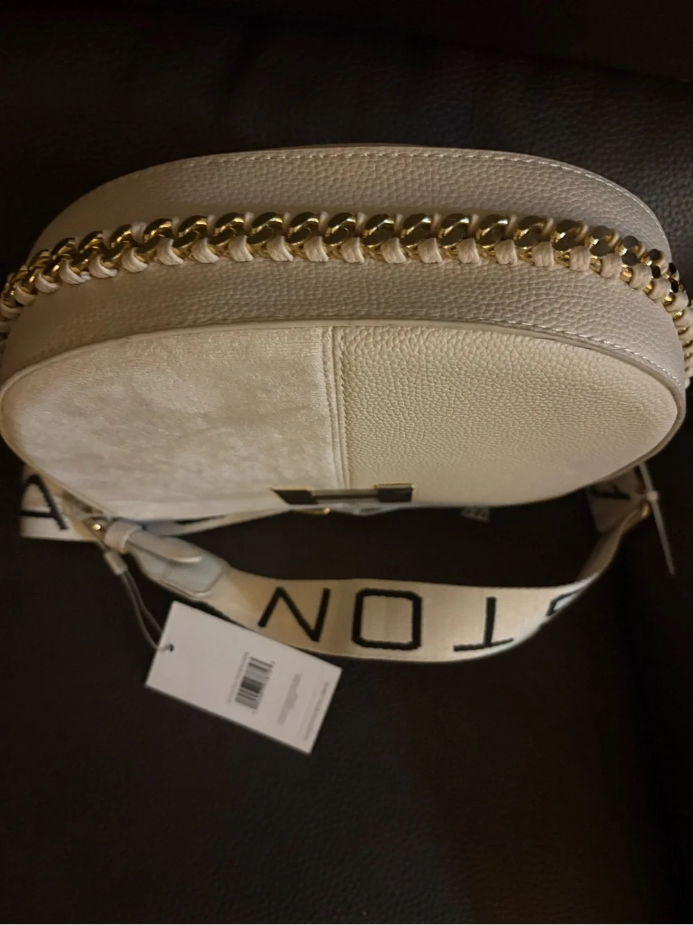 H by Halston Cream Crossbody with Logo Webbing Strap